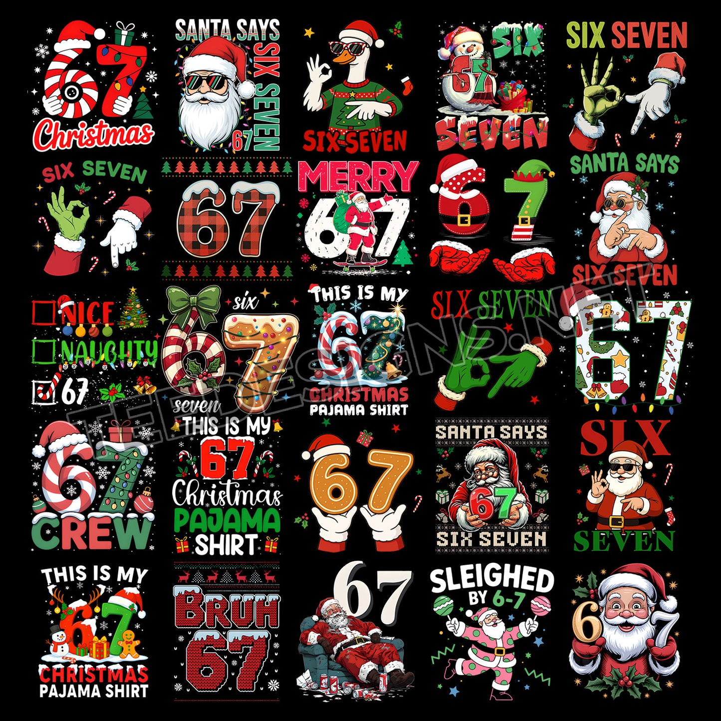 70 Christmas Six Seven Designs PNG
