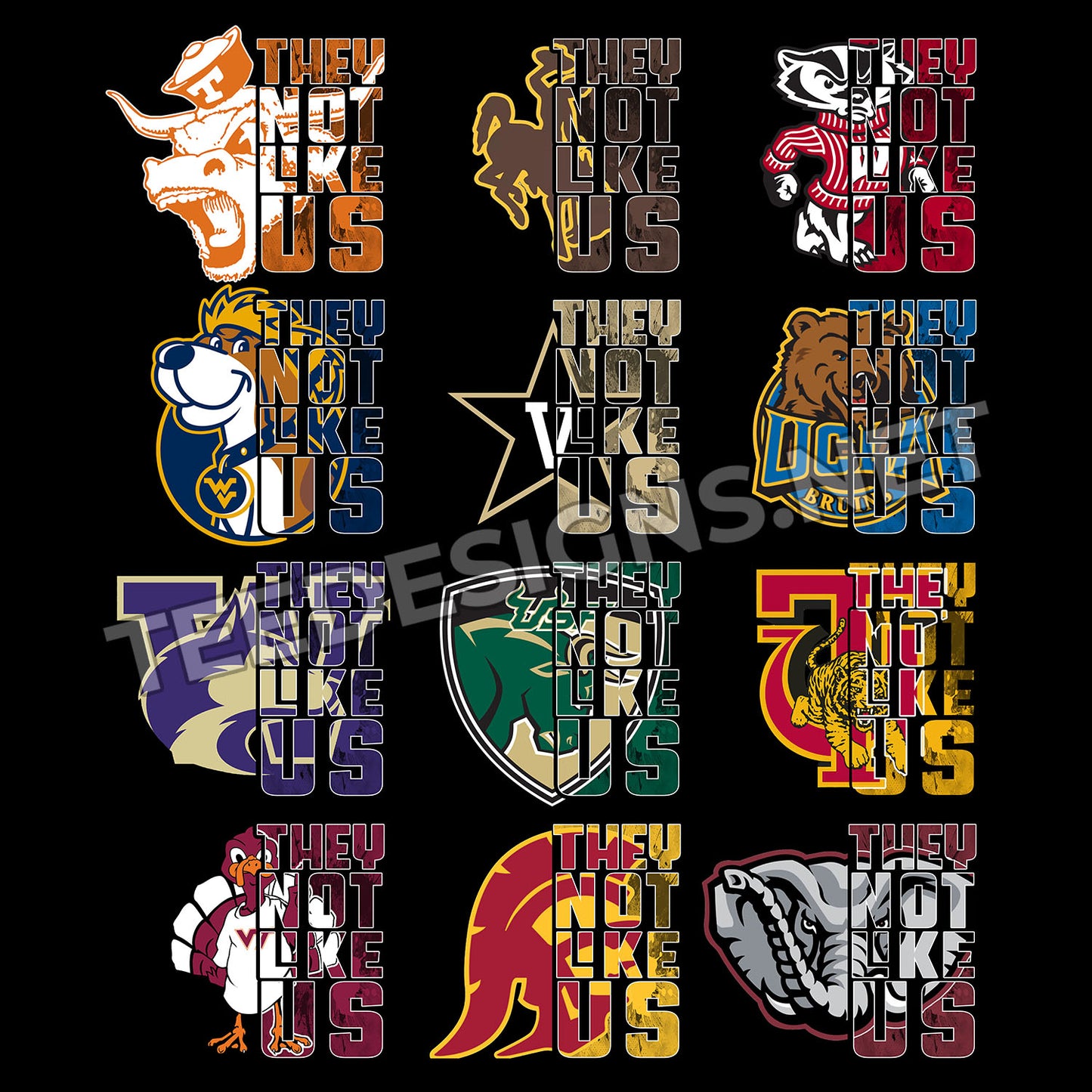 75 College NCAA They Not Like Us Designs PNG