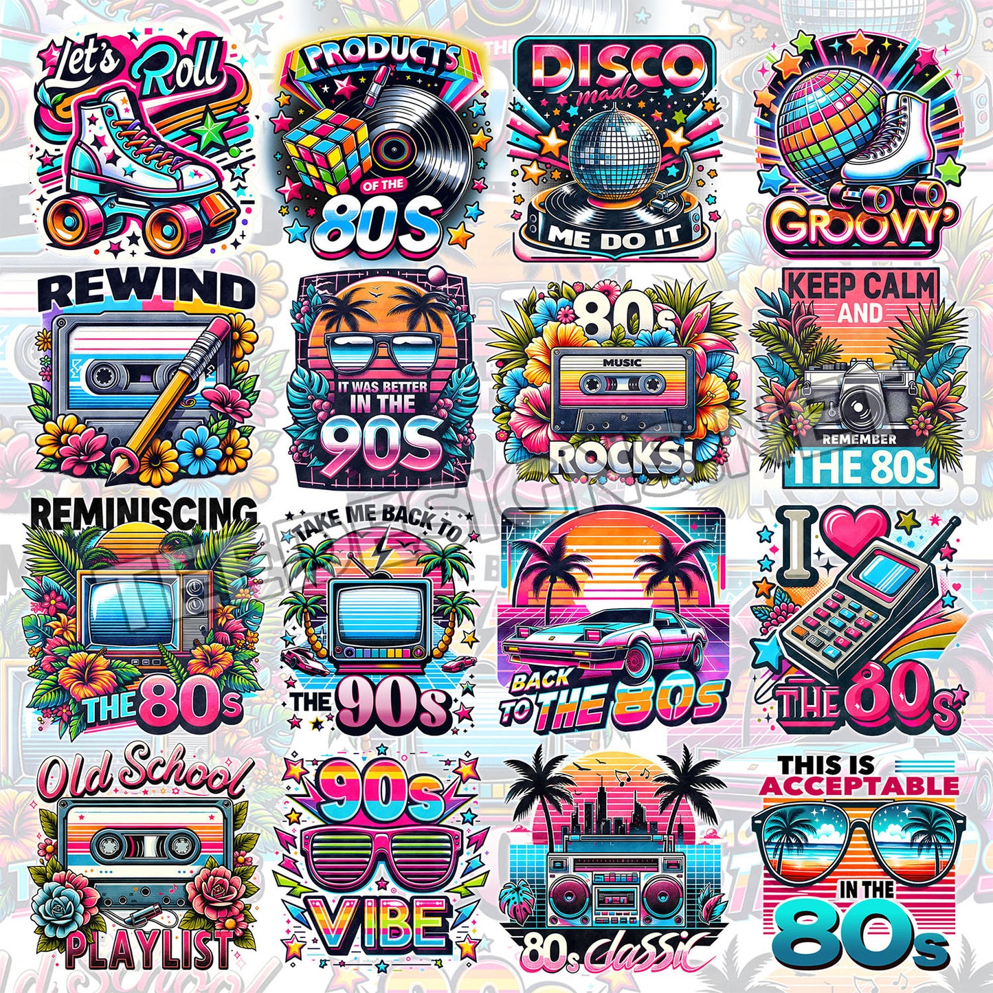 80's & 90's Style Designs PNG