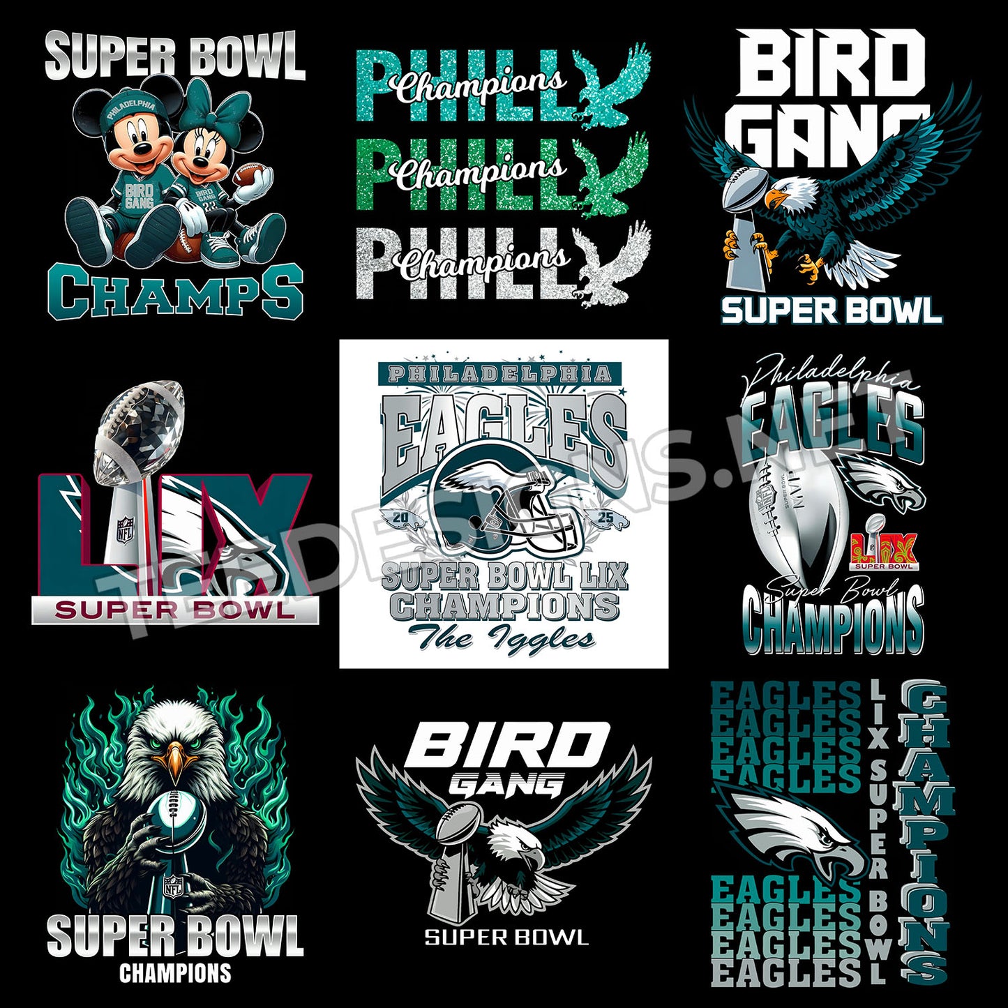 9 Eagles Super Bowl Champions Designs PNG