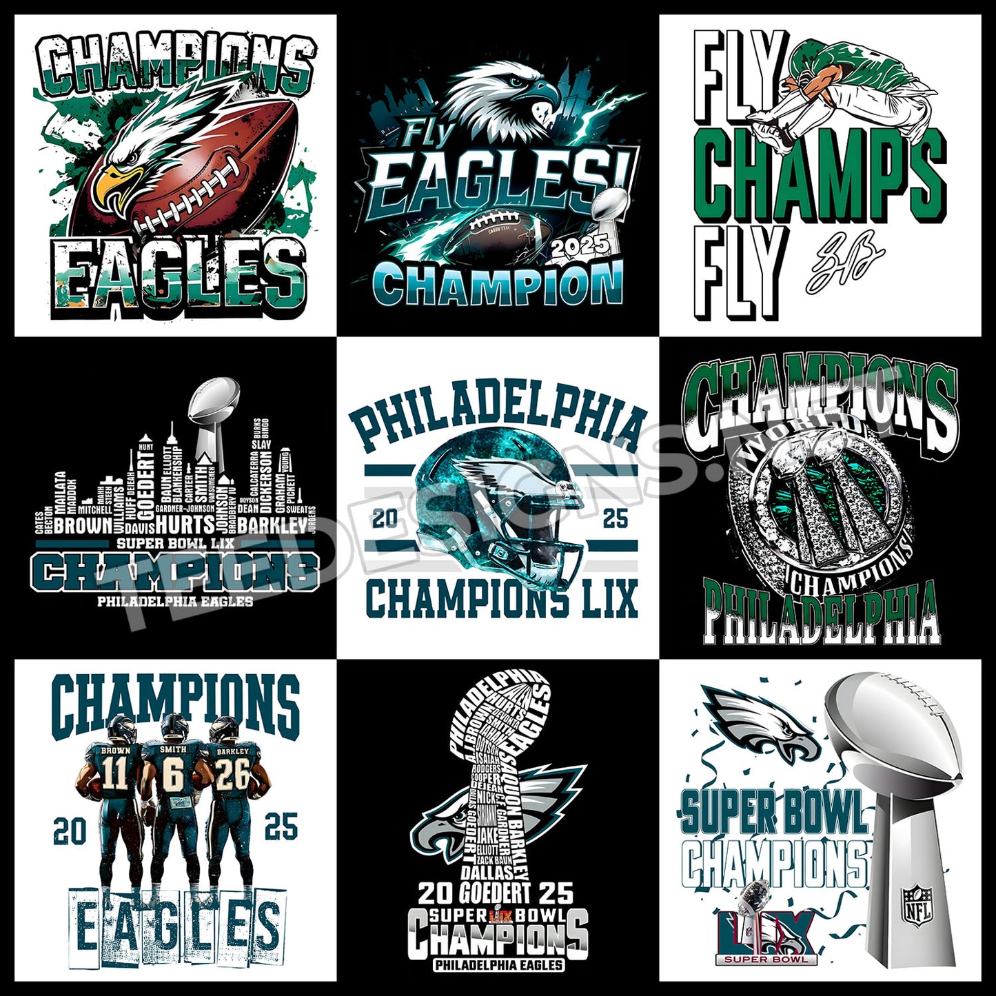 9 Eagles Super Bowl Champions Designs PNG Vol.2