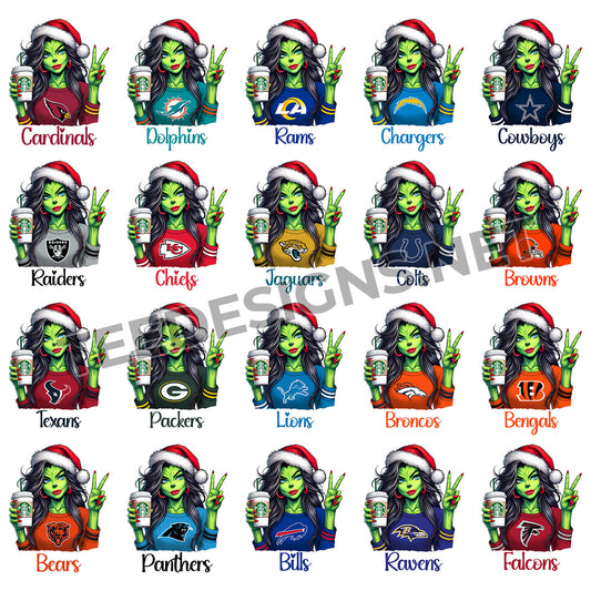 32 Grinch Girl NFL Designs PNG