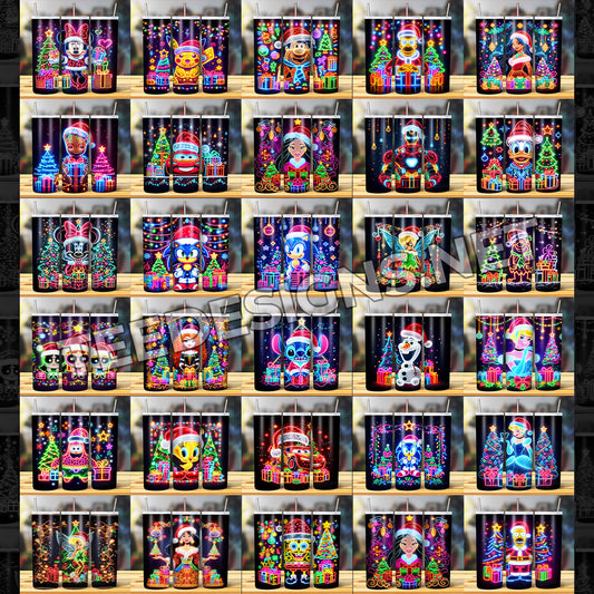 100 LED Cartoon Christmas Tumbler Designs