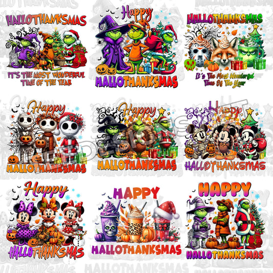 10 Cartoon Hallothanksmas Designs PNG