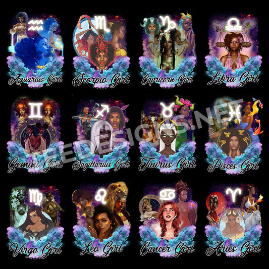 12 Zodiac Girl Designs PNG