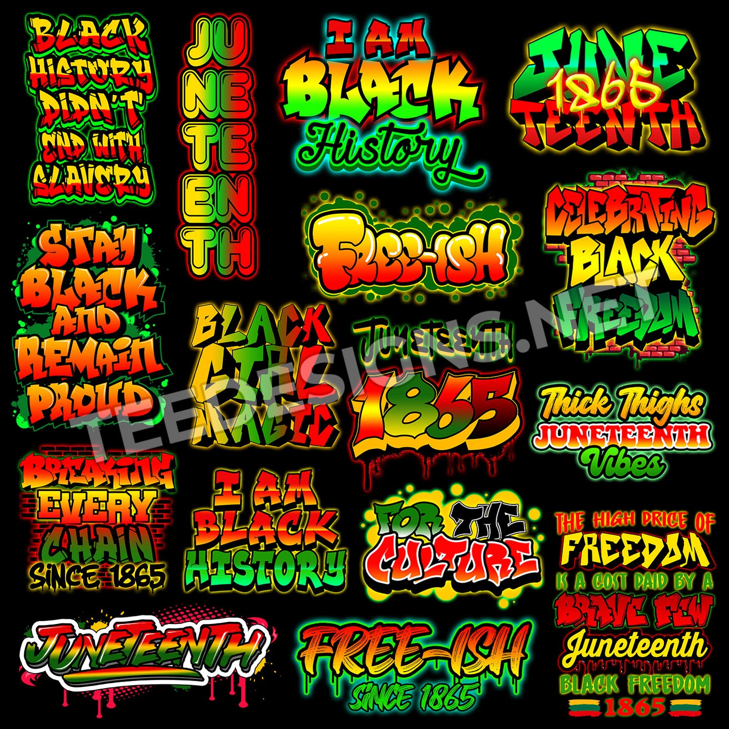 20 Juneteenth Graffiti Designs PNG