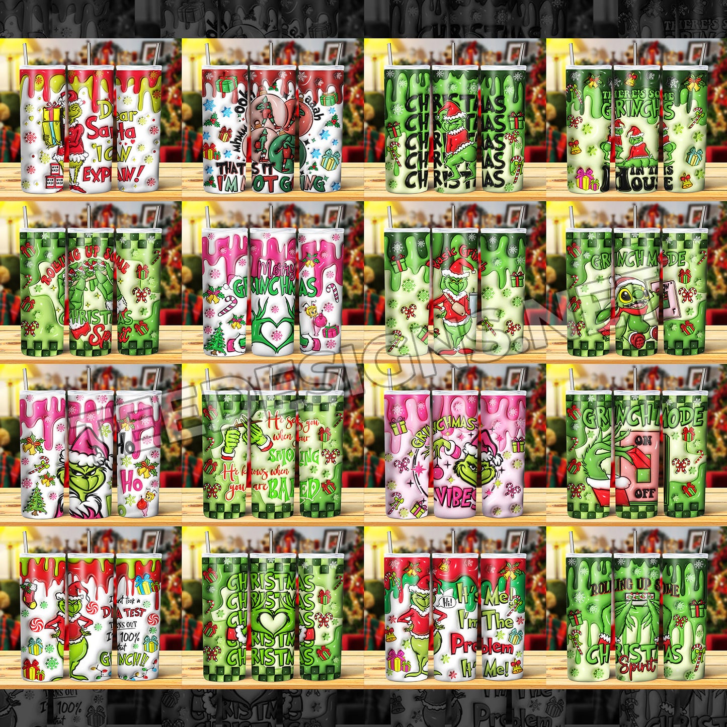 25 Grinch 3D Inflated Tumbler Designs