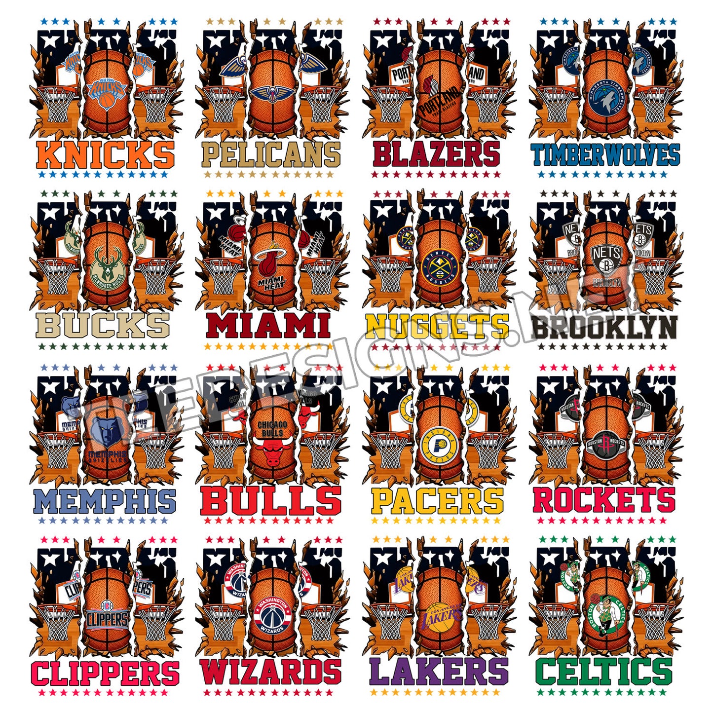 30 Broken Basketball NBA Designs PNG