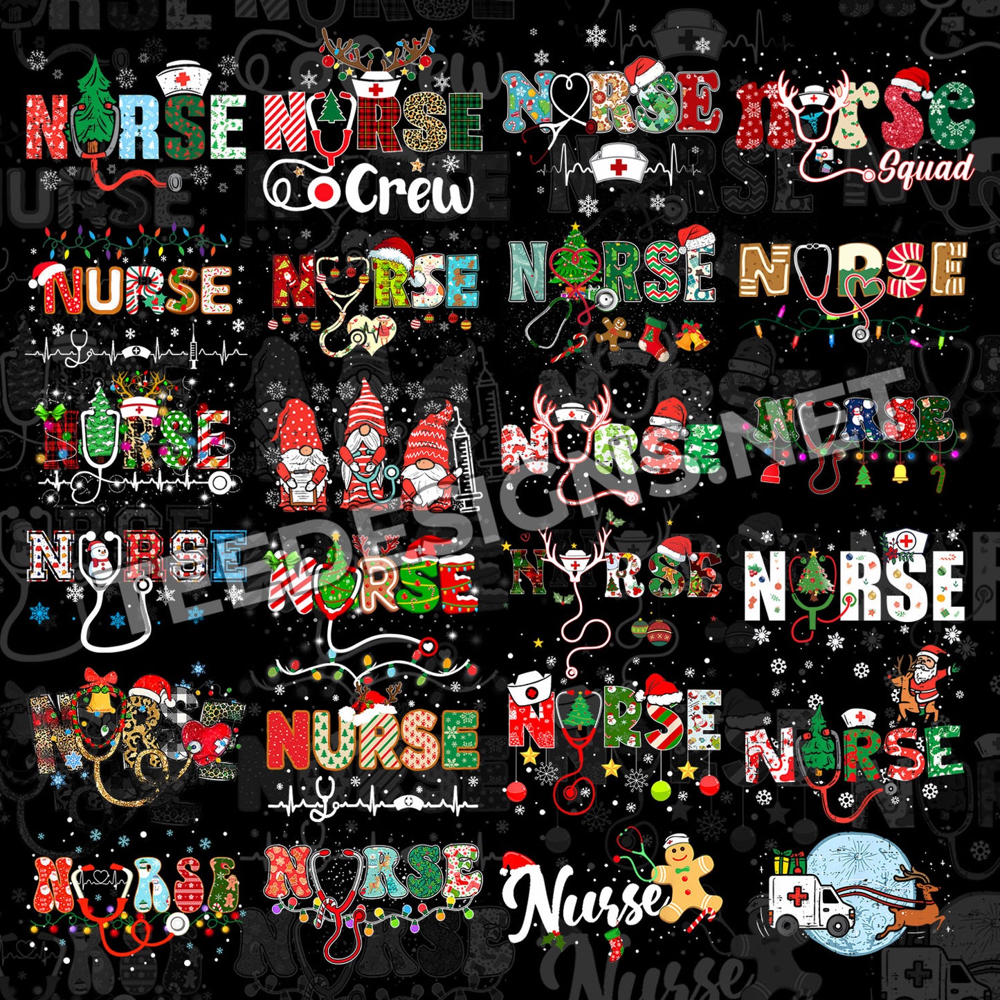 30 Christmas Nurse Designs PNG