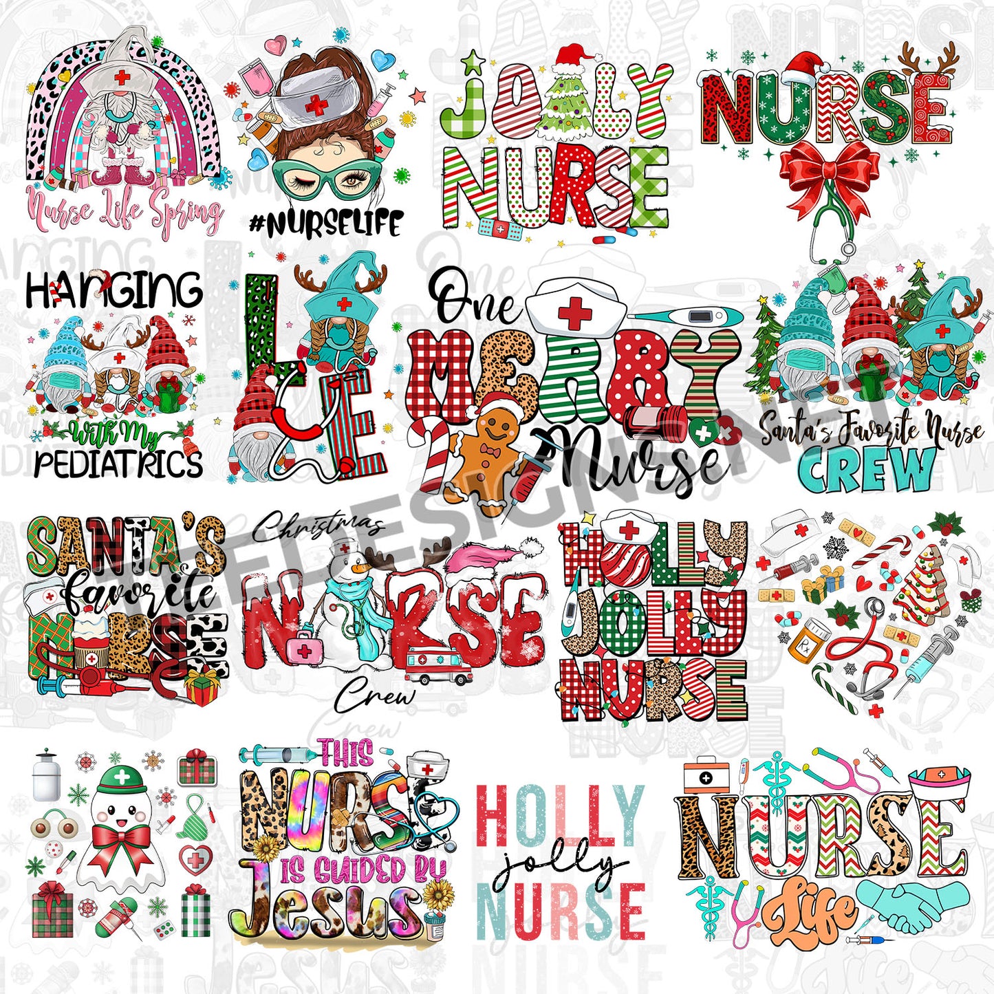 30 Christmas Nurse Designs PNG