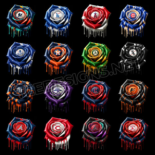 30 Dripping Rose MLB Designs PNG