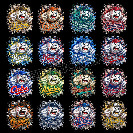 30 MLB Angry Baseball Designs PNG