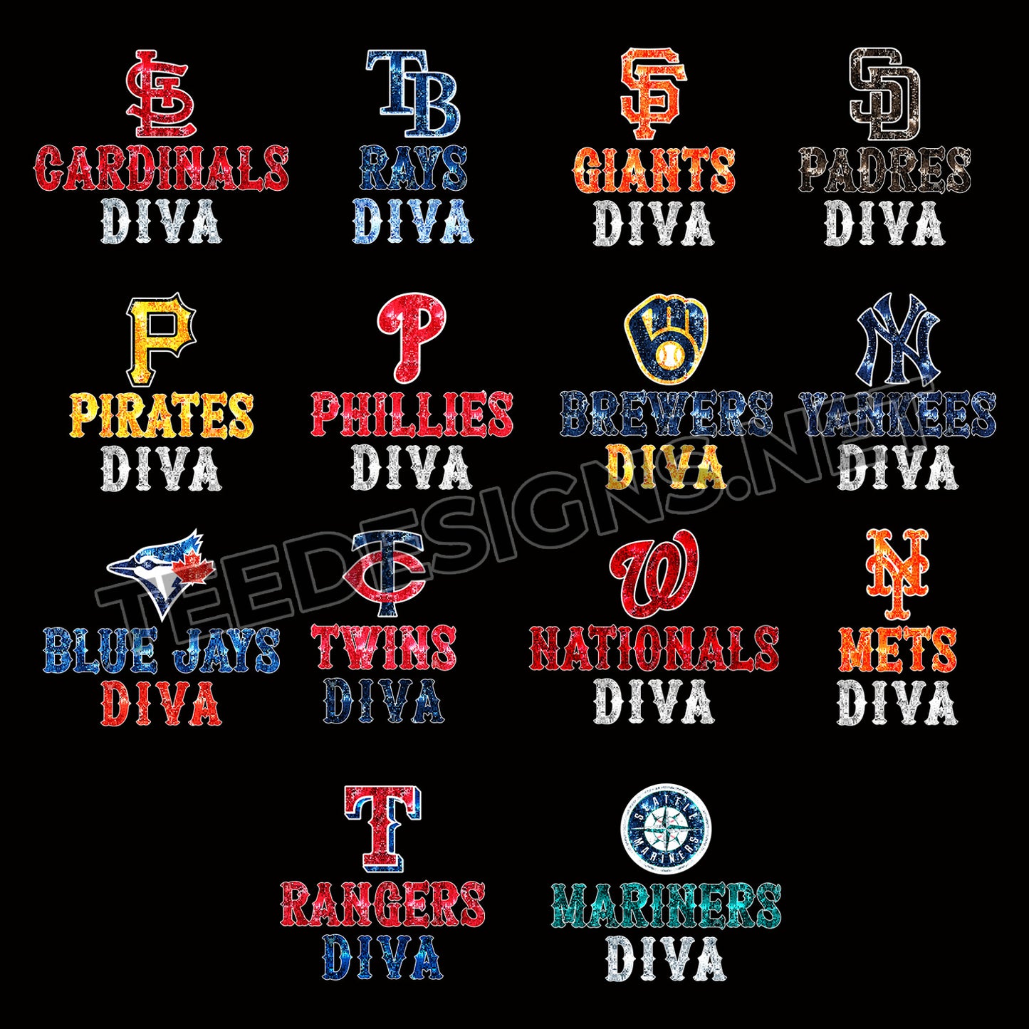 30 MLB Glitter Diva Designs PNG