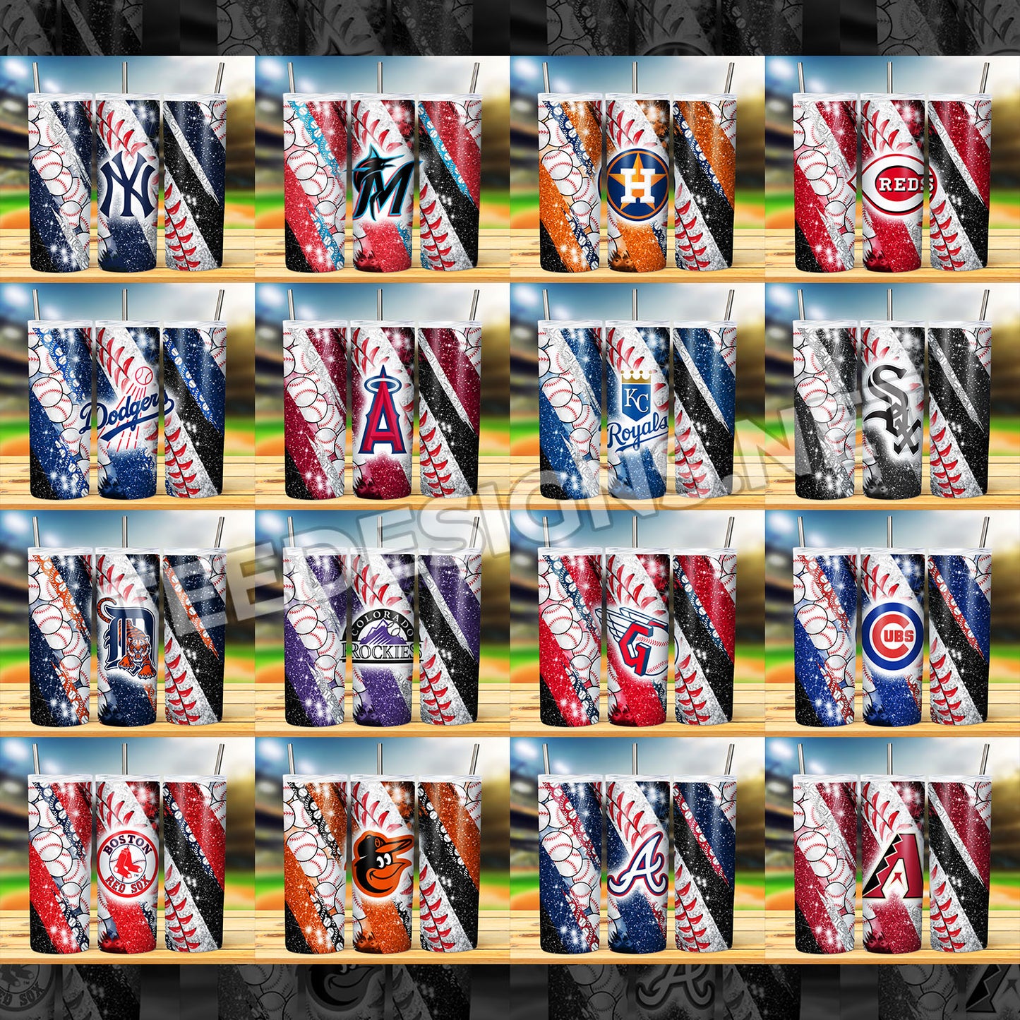 30 MLB Glitter Tumbler Designs