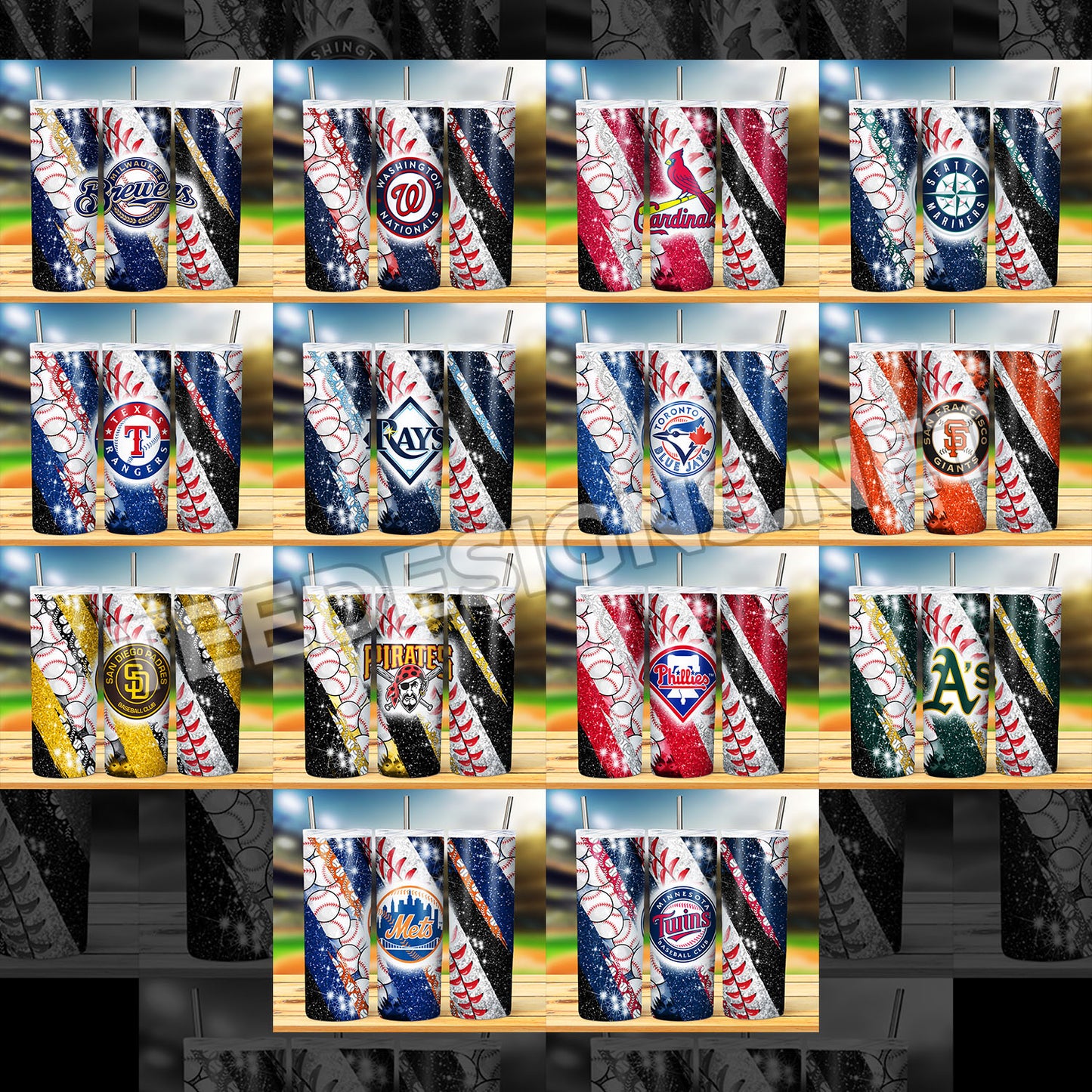 30 MLB Glitter Tumbler Designs