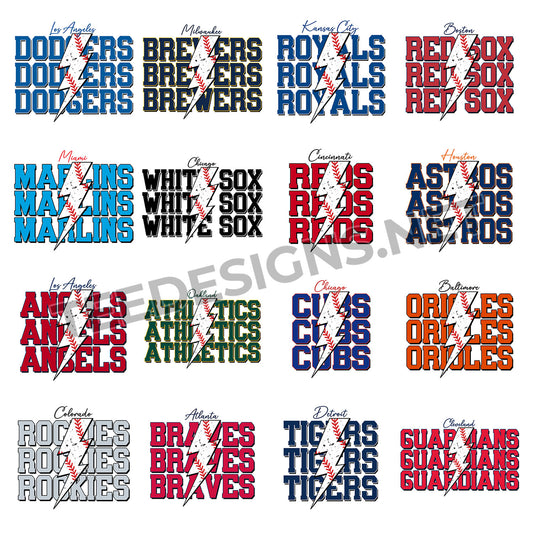 30 MLB Team Name Designs PNG