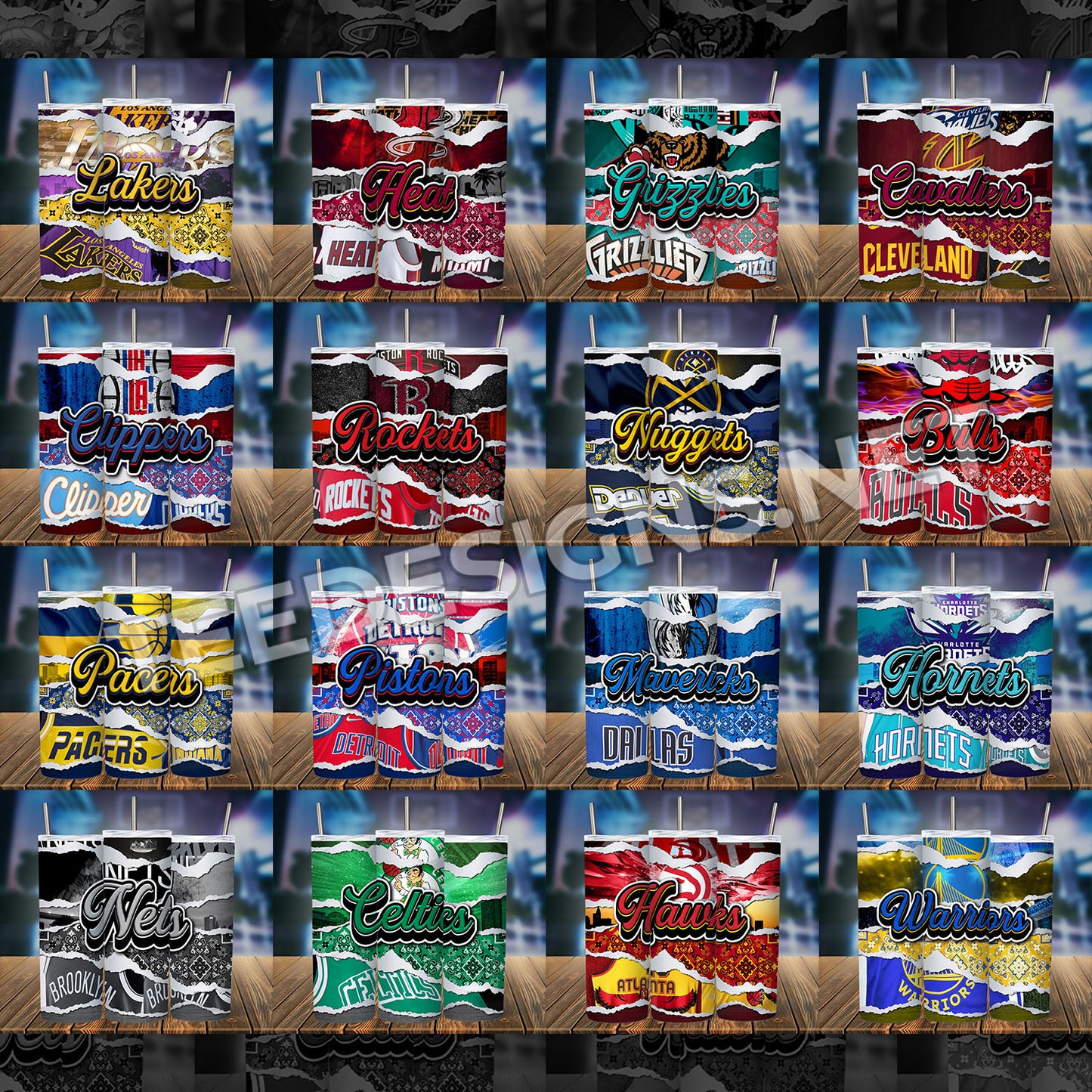 30 NBA Ripped Paper Tumbler Designs