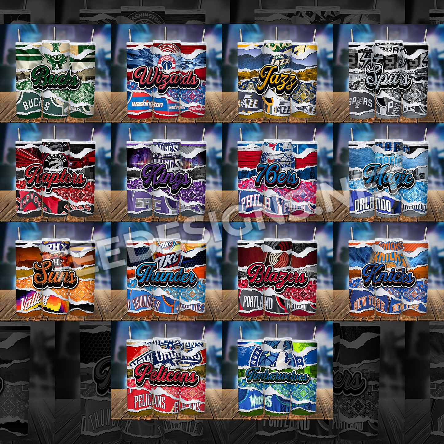 30 NBA Ripped Paper Tumbler Designs