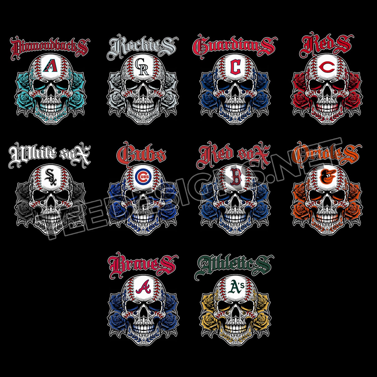 30 Skull Tattoo Theme MLB Designs PNG