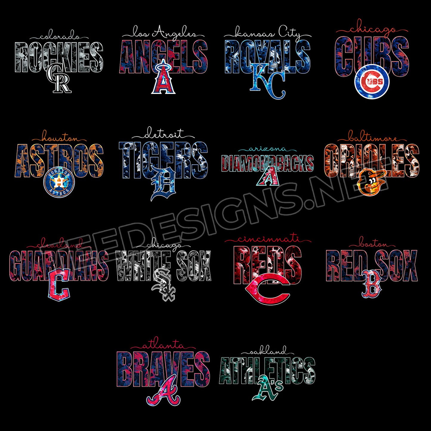 30 Skull Theme MLB Designs PNG