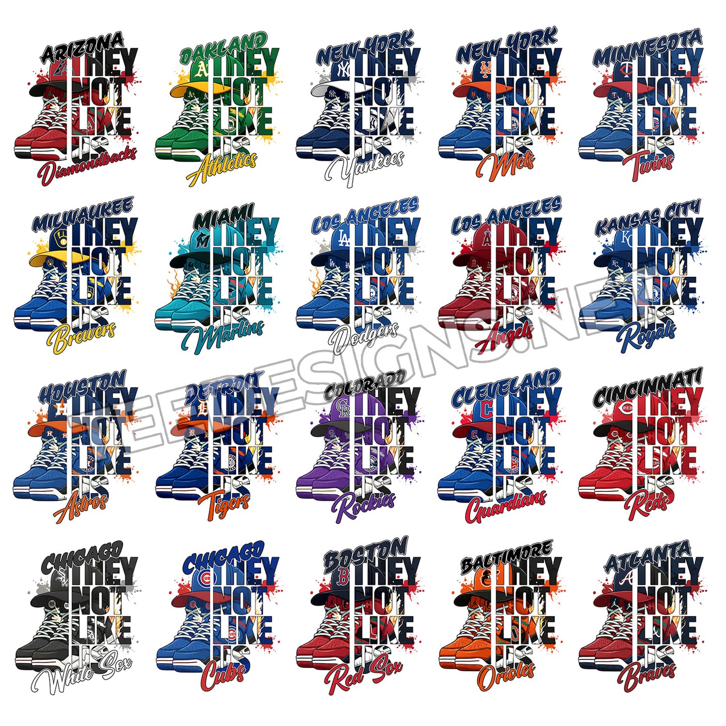 30 They Not Like Us Sneakers MLB Designs PNG