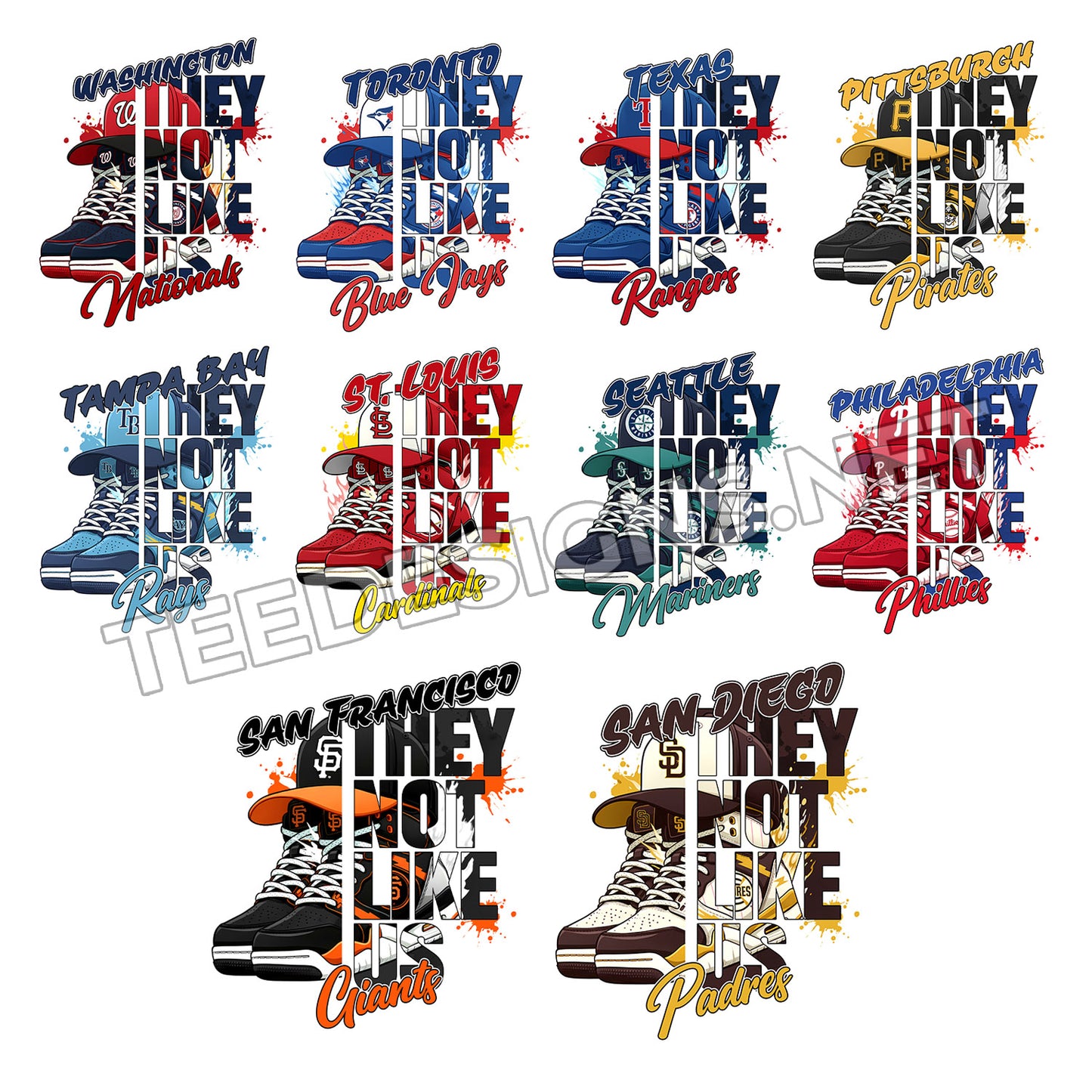 30 They Not Like Us Sneakers MLB Designs PNG