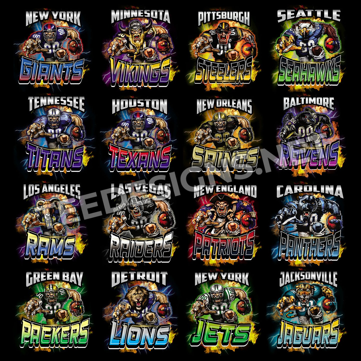 32 Best Selling NFL Designs PNG