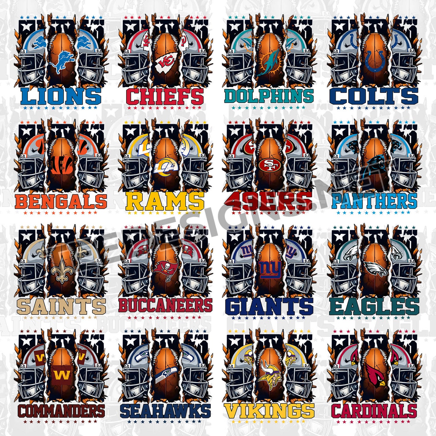 32 Broken Helmet NFL Designs PNG