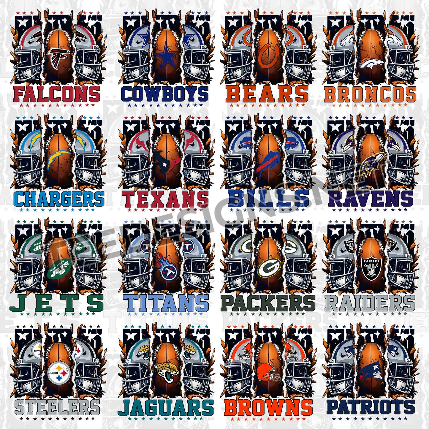 32 Broken Helmet NFL Designs PNG