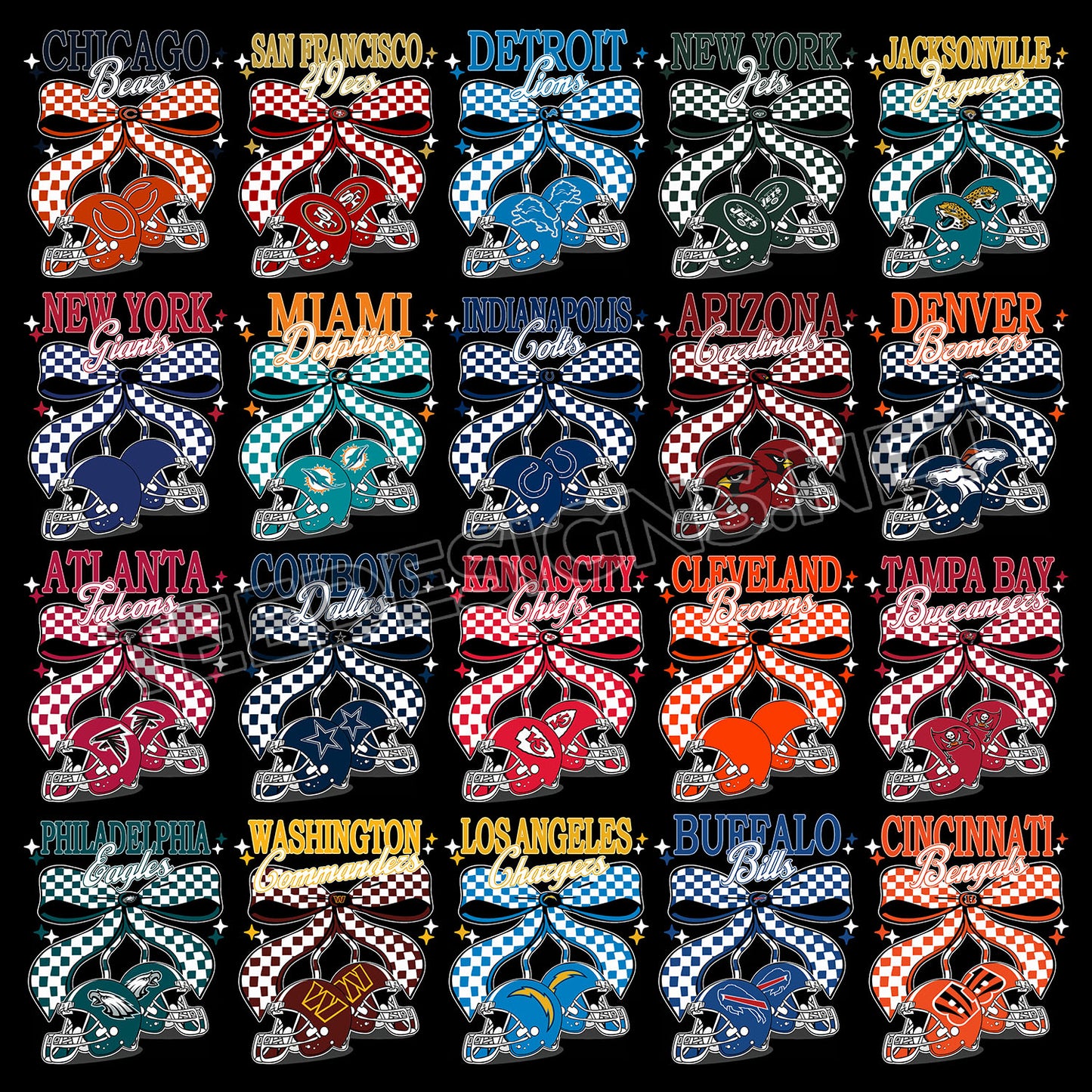 32 Checkers Bow NFL Designs PNG