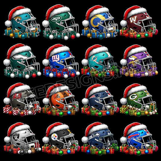 32 Christmas NFL Helmet Designs PNG