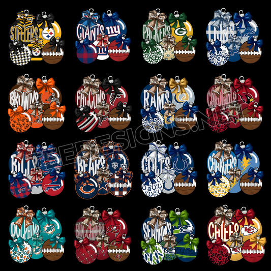 32 Christmas Ornament NFL Designs PNG