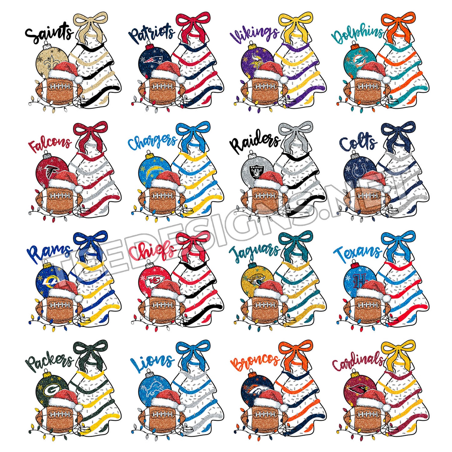 32 Christmas Tree Cake NFL Designs PNG