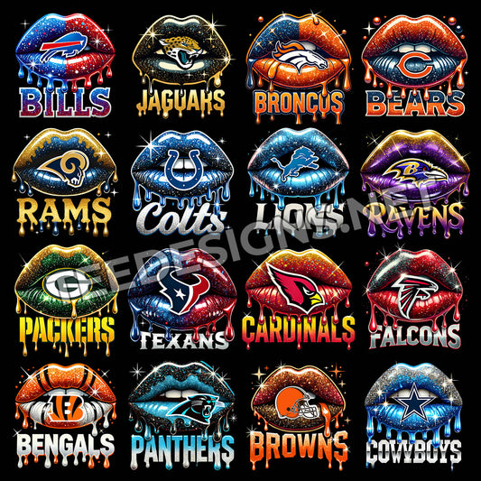 32 Dripping Lips NFL Designs PNG