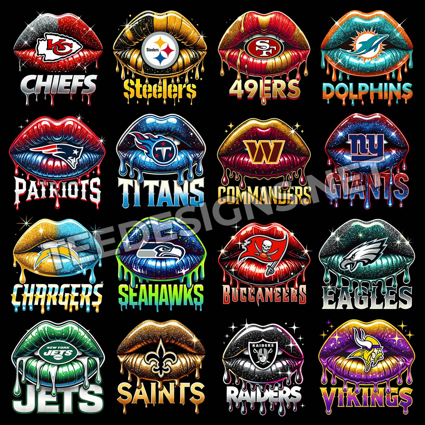 32 Dripping Lips NFL Designs PNG