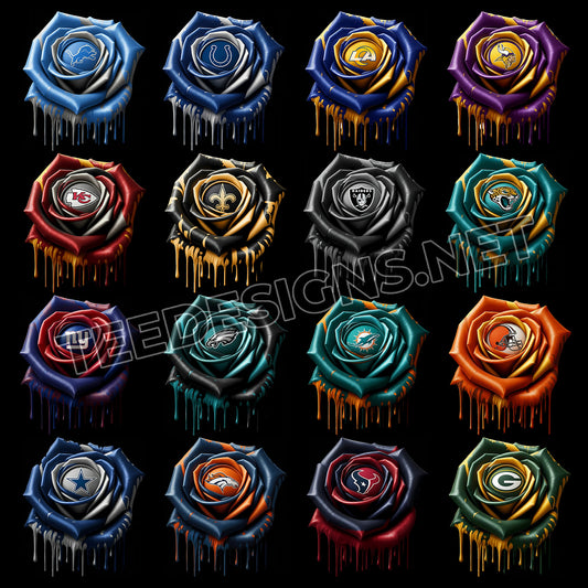 32 Dripping Rose NFL Designs PNG