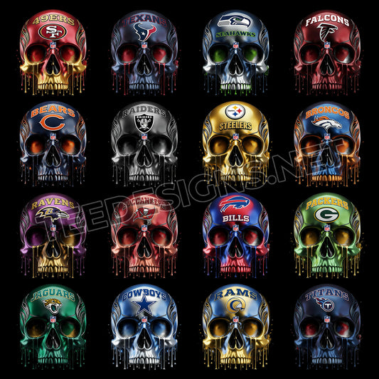 32 Dripping Skull NFL Designs PNG