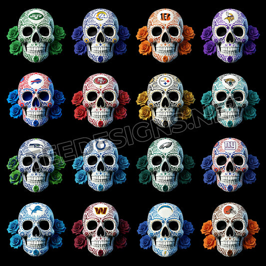 32 Floral Skull NFL Designs PNG