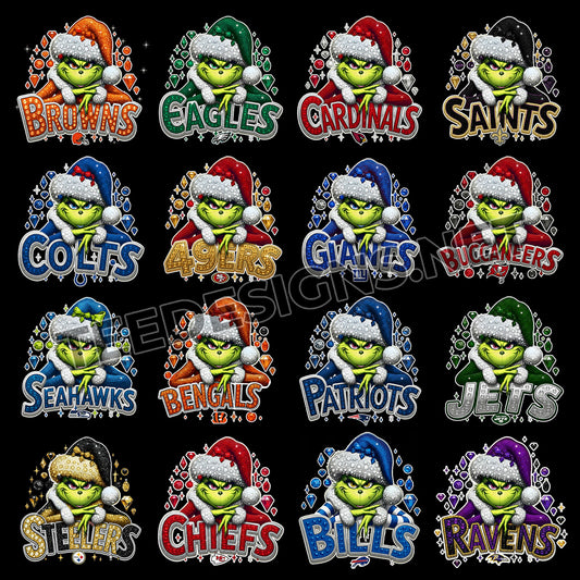 32 Glitter Grinch NFL Designs PNG