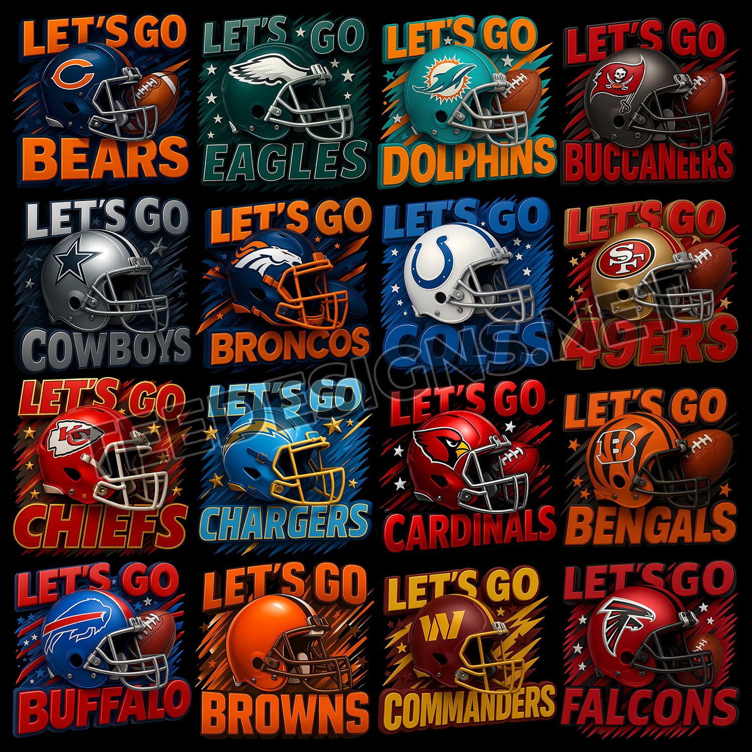 32 Let's Go Team NFL Designs PNG – Tee Designs