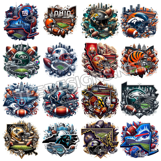 32 Map Style NFL Designs PNG
