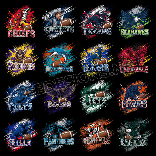 32 Mascot Style NFL Designs PNG