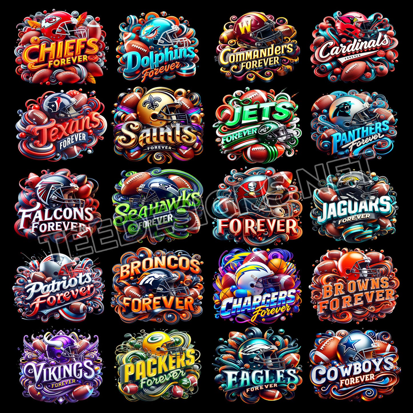 32 NFL Forever Team Designs PNG