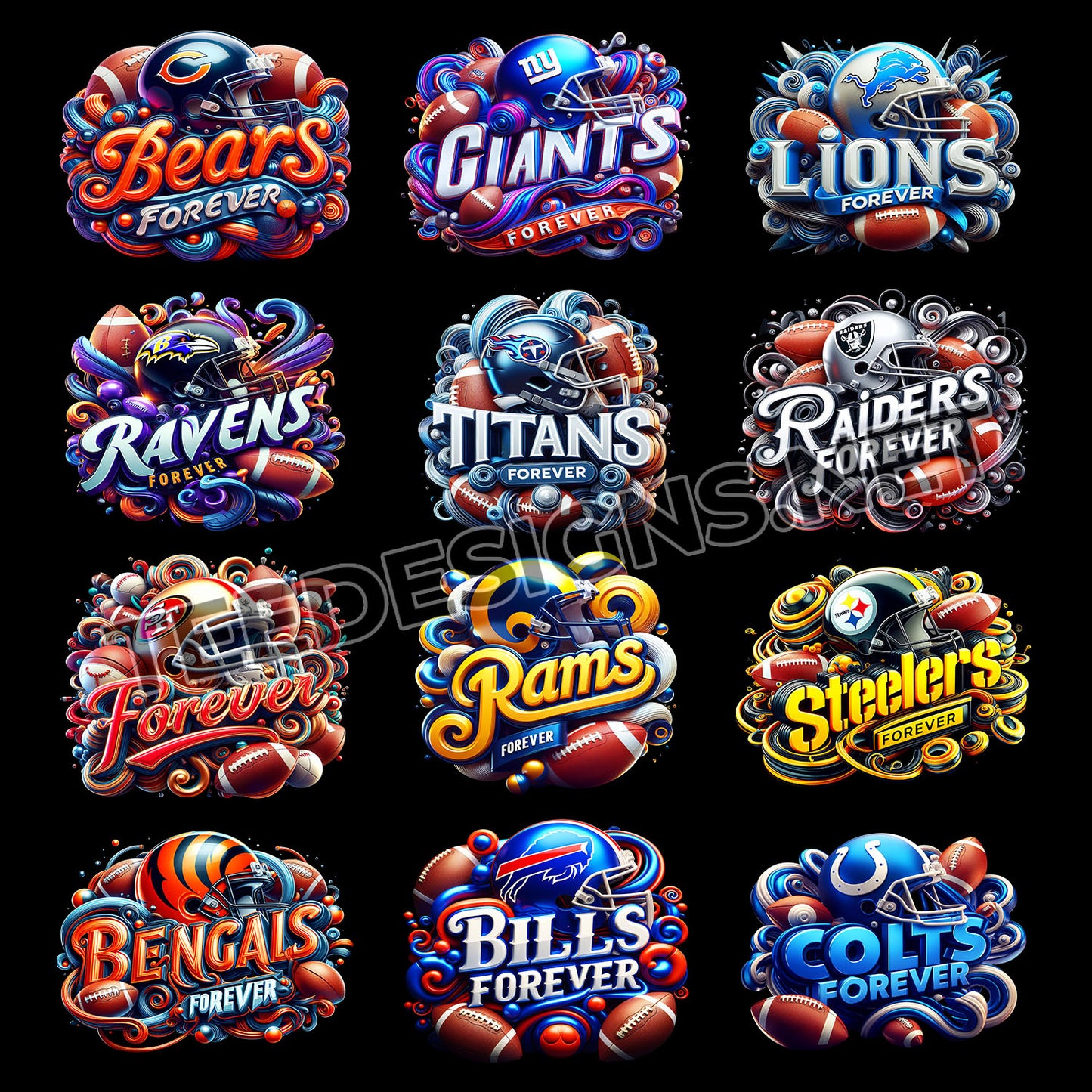 32 NFL Forever Team Designs PNG