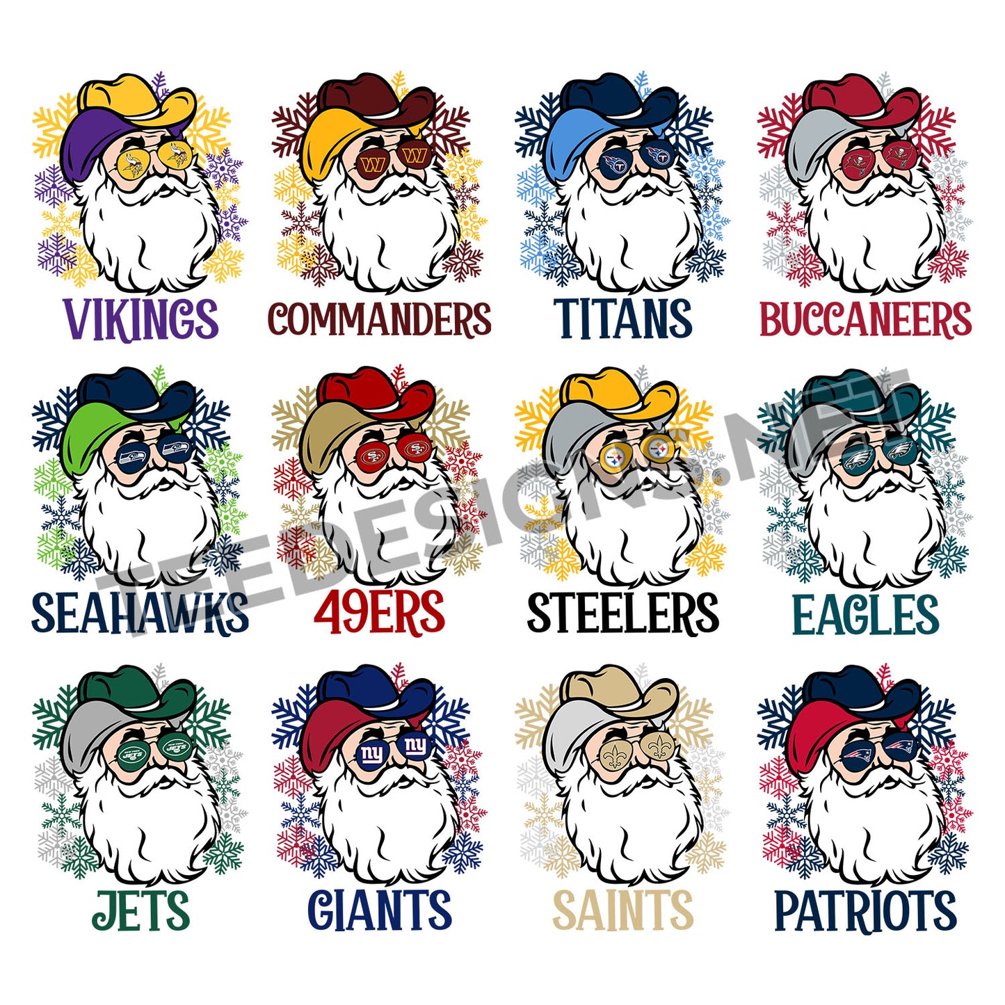 32 NFL Santa Designs PNG