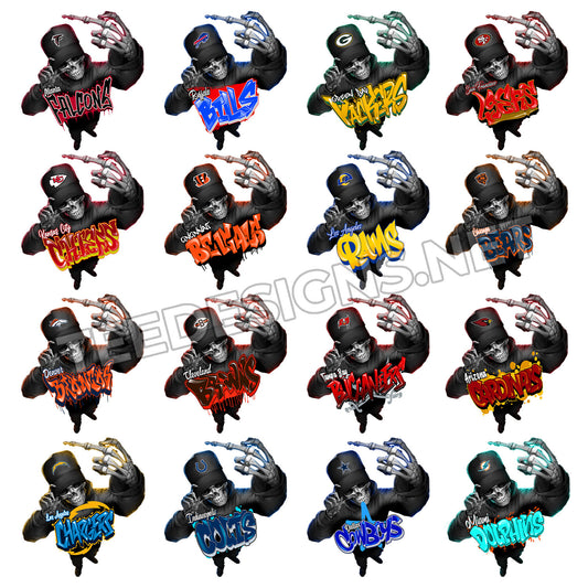 32 NFL Skeleton Middle Finger Designs PNG