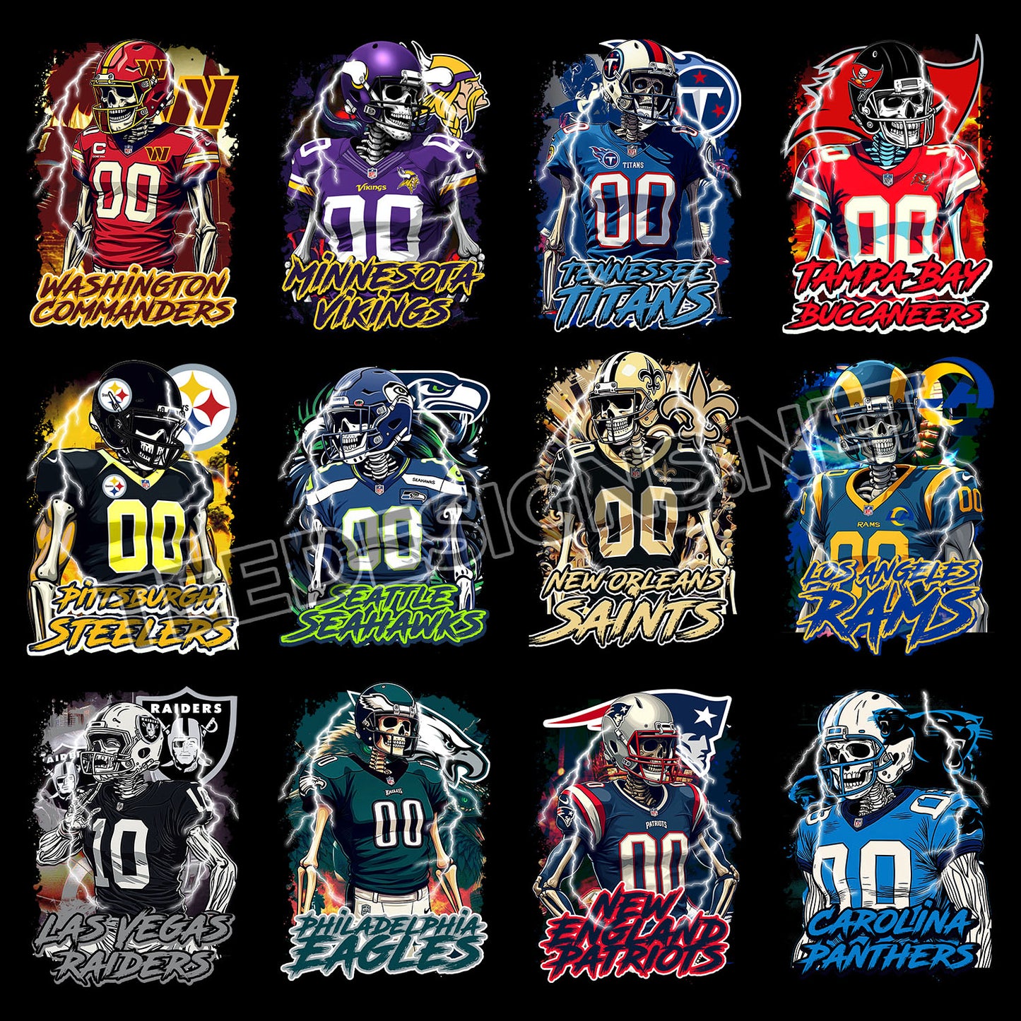 32 NFL Skull Player Designs PNG