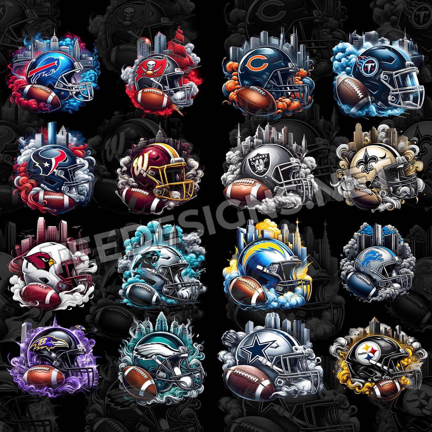 32 NFL Smoke Helmet Designs PNG