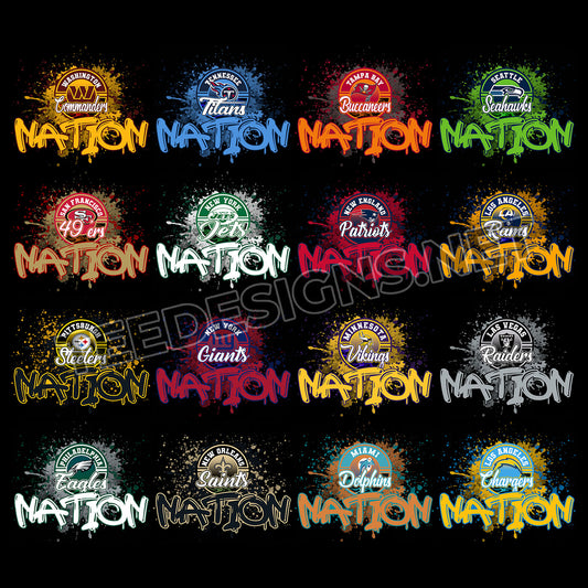 32 NFL Team Nation Designs PNG