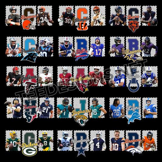 32 NFL Team Player Designs PNG